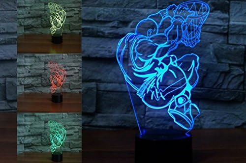 3D košarkaš noćni lampica USB dodirni prekidač Dekor stolni stol optički iluzijski svjetiljke 7 Svjetla