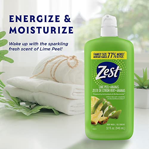Zest Lime Peel sredstvo za pranje tijela sa pumpom 32 fl oz-bogatom pjenom koju pokreću antioksidansi i bioflavonoidi za Okrepljivanje, energiziranje, osvježavanje i vlaženje-za glatku i hidratiziranu kožu