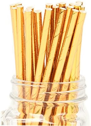 125 kom zlatne papirne slamke biorazgradivi metalni ukrasi za piće jednokratno 5 pojedinačnih pakovanja