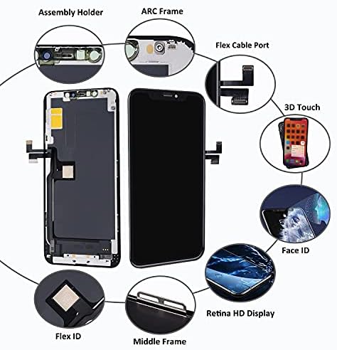 za iPhone 11 Pro Max komplet za zamjenu ekrana 6,5 inča, MrR.OMW LCD ekran za popravku 3d ekrana osetljivog na dodir sklop Digitalizatora, sa kaljenim staklom, magnetnom podlogom i kompletnim alatima za popravku