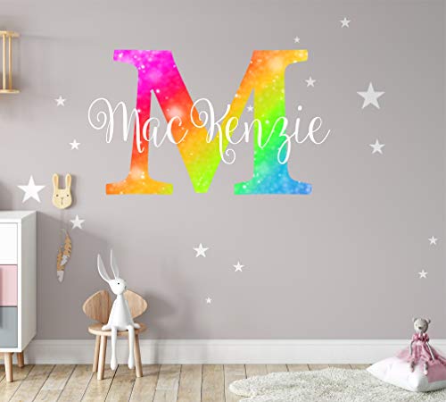 Djevojke Dječji rainbow i zvijezde Prilagođeni personalizirani naziv Vinilni zidni naljepnica, zidne naljepnice
