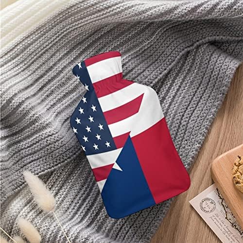 Američka i Teksaška državna zastava gumena flaša za toplu vodu sa pokrivačem od flisa Hands Feet Warmer vreća za toplu vodu