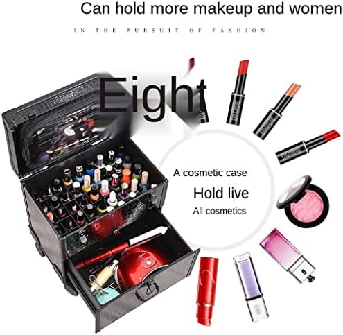 Quanjj makeup kofer sa točkovima Retro Beauty Vez manikura Veliki kapacitet kotrljajući kofer