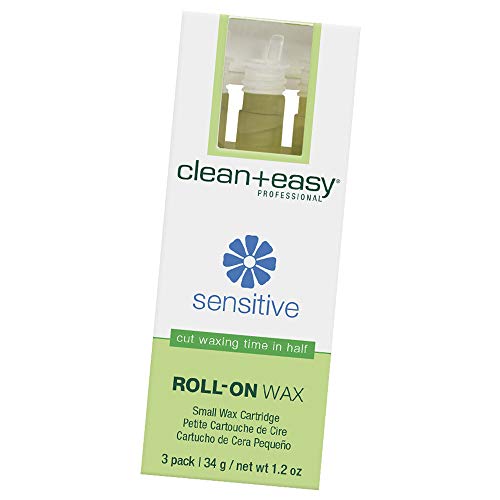 Clean + Easy Small Sensitive Roll-On Wax Refill, za higijenski tretman uklanjanja dlačica na licu i tijelu, odličan za osjetljivu kožu, idealan za sve tipove kože i kose - 3 pakovanja