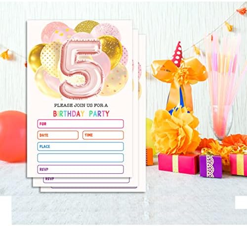 GGJGRPX 5. rođendanska pozivnica za rođendanske kartice, balonske kartice za djecu, dječje dječake,