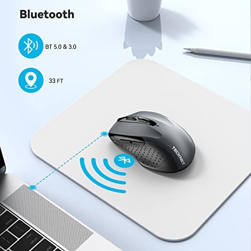TECKNET Bluetooth miš, bežični miš od 3200 DPI 5 podesivi DPI, 6 dugmadi i računarski miš sa