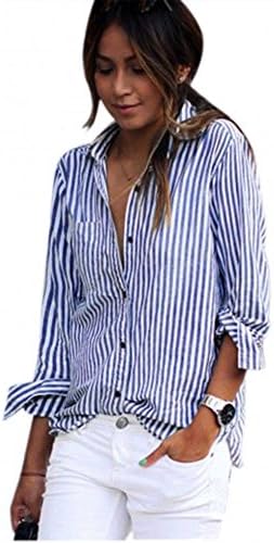 Bluza za žene s dugim rukavima Kimloog modne žene dame casual pamuk dugih rukava s prugave bluza s labavim majicama vrhovima [Video igra] [Video igra]
