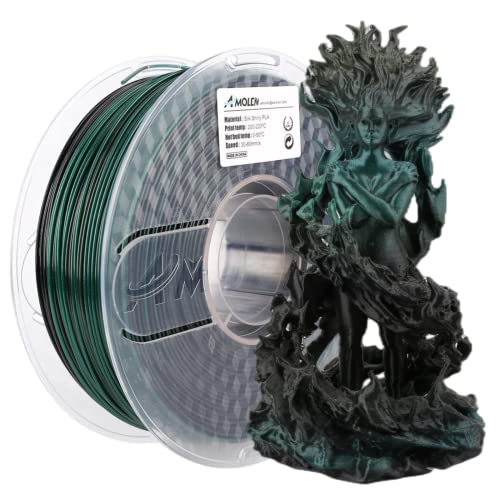 AMOLEN PLA 3D filament pisača, ploča za ploču 1,75mm svilena sjajna zelena filament, 3D štampanje 1kg / 2.2lb