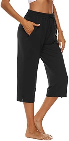 Oyanus Womens Capri hlače Široka noga labava Comfy Lounge Lounge Padnjama hlače Yoga Workout Capris za žene sa džepovima