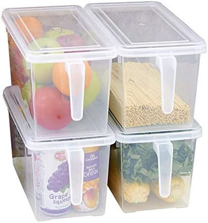 Minedecor plastični kontejneri za skladištenje kvadratni Organizator za skladištenje hrane koji se može slagati frižider Organizator ručka Kuhinjski kontejneri sa poklopcima za voće povrće meso jaje