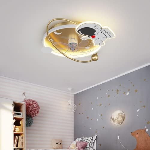 Baicaolian Modern astronaut ventilator sa lampicama i daljinskim upravljačem 3 brzine LED lampica niskog profila 19,7 '' reverzibilni noževi stropni ventilatori za dječju sobu, spavaću sobu