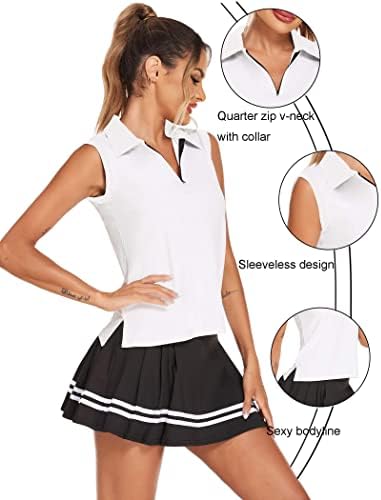 Hotloox Ženske golf polo majice bez rukava u UPF 50+ Brzi suhi patentni patentri - izrez Tenis tenk TOP S-XXL
