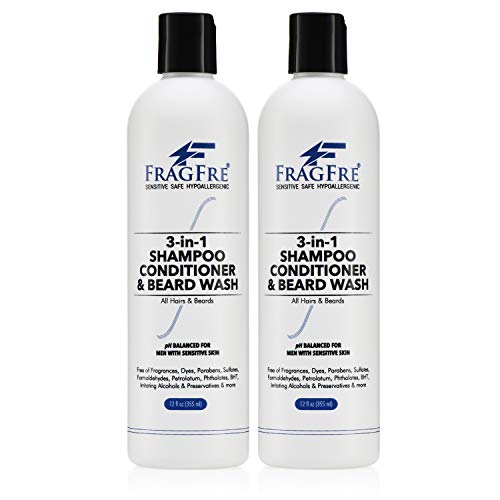 FRAGFRE 3 u 1 regenerator šampona i pranje brade za muškarce 12 oz - pranje brade bez mirisa za osjetljivu kožu - One Step Hair Beard cleaning and Conditioning - štedi vam vrijeme i novac