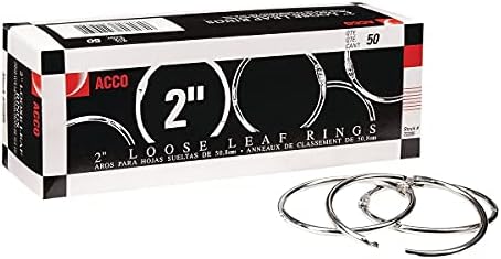 Acco 72205 Metalni prstenovi za knjige, promjer od 2 inča, 50 prstenova / kutija
