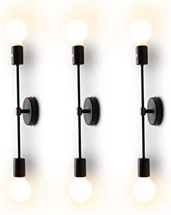 XIHOME minimalistička Crna 2 svjetla LED zidna lampa Up / Down unutrašnja lampa,180° Podesiva Uplighter Downlighter,Rustikalna zemlja Vintage potkrovlje zidna Sconce Učvršćenje Retro Warm Edison lampe E26 Max 2 * 60W