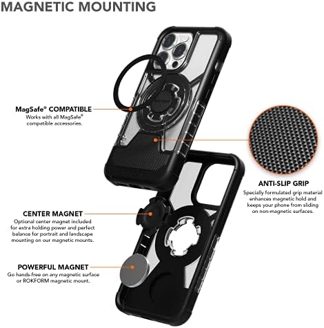 Rokform-iPhone 13 Pro Crystal Case + dvostruki Magnet za montiranje na instrument tablu nosač telefona
