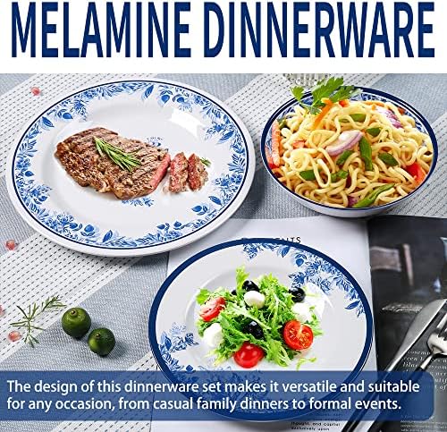 Set za set melamine-12pcs Cvjetni set za ručavanje za večeru za 4, perilica posuđa sigurna, otporna