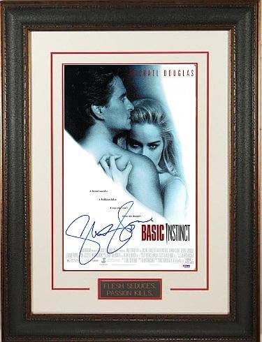 Sharon Stone potpisao osnovni instinkt 11x17 Movie Poster Premium kožni okvir - hologram - PSA / DNA certifikat