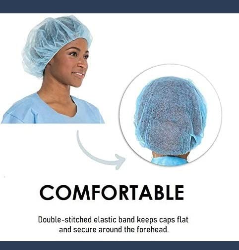 MEDICAL NATION 24 jednokratni Bouffant Caps Hair Net | slučaj 1000, plava | netkani, Non-plisirane