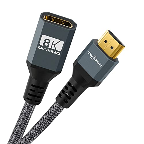 Twozoh 8K HDMI Produžni kabl, HDMI 2.1 muški na ženski kabl, najlonski pleteni HDMI Produžni kabl podrška 8k@60Hz 4K@120Hz 48gbps（1ft）