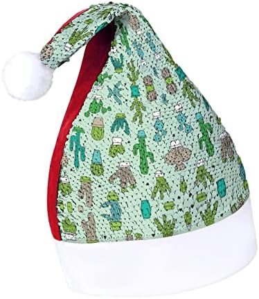 Mint Cactus Funny Božić šešir Sequin Santa Claus kape za muškarce žene Božić Holiday Party Dekoracije