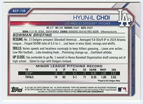 2021 Bowman Chrome izgledi # BCP-130 Hyun-il Choi 1. bowman kartica Los Angeles Dodgers MLB bejzbol trgovačka kartica