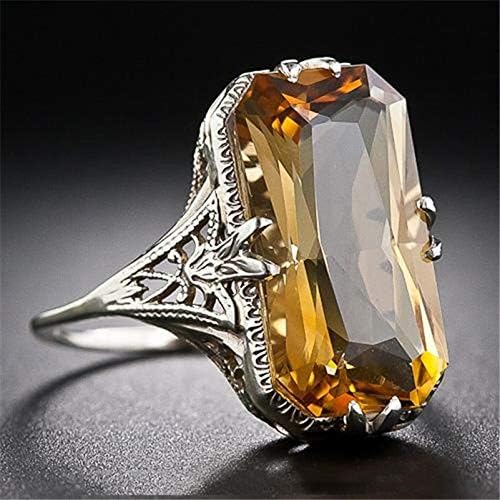 Phonphisai trgovina Vintage Žene 925 Sliver prsten citrin prirodni Party vjenčanje angažman veličina 6-10