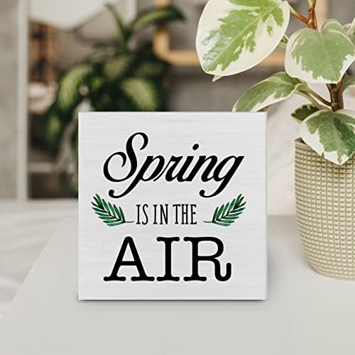 Country Searhowhouse Proljeće WOOD Box Potcrt Decor Decret Proljeće je u zračnom citatu Drveni