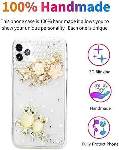 AS-Zeke elegantna futrola za telefon serija cvijeća noćna sova Handmdae dizajn kompatibilan sa iPod touch 7th Gen 4.0 inch 2019-Champagne