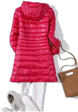 Zimska žena podstavljena dugačka jakna s kapuljačom bijela patka prema dolje INTRALL SLIM SOLID Portable Parkas