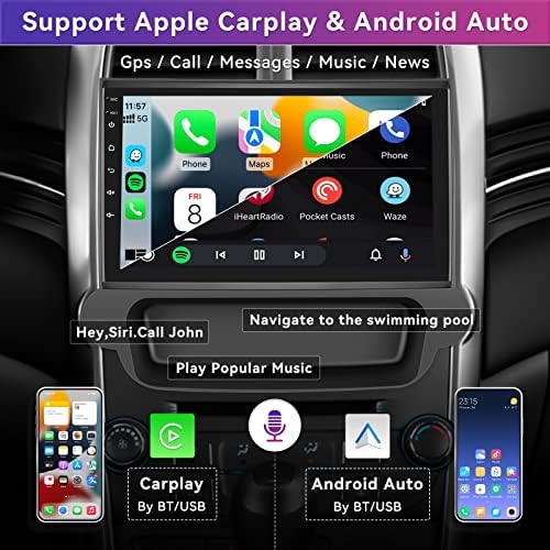 [2 + 32G] Car Stereo za Chevrolet Chevy Malibu 2009-2014 sa Apple Carplay & Android Auto, 9 inčni auto-radio na dodir sa GPS WiFi Bluetooth FM / RDS radio SWC Dual USB / AUX-in + sigurnosna kopija kamere