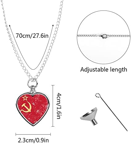 Komunizam Sovjetski Savez retro zastava urn ogrlica srce srebrni urn urn privjesak za zaštitu nakita za pepeo za kućne ljubimce sa kompletom za punjenje