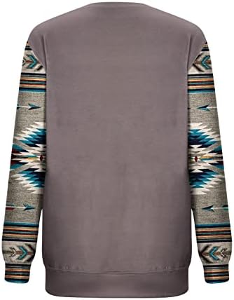 OPLXUO ženska aztec duks geometrijska tiskana majica s dugim rukavima Slatka zapadna majica Konjski pulover kolica