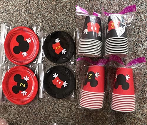 Yuying BEOXAGAR potrepštine za rođendanske zabave za miš, 40kom papirne ploče za miš, 20kom šoljice, 40kom salvete, tanjiri miša salvete i šolje za rođendanske dekoracije miša opslužuju 20 gostiju