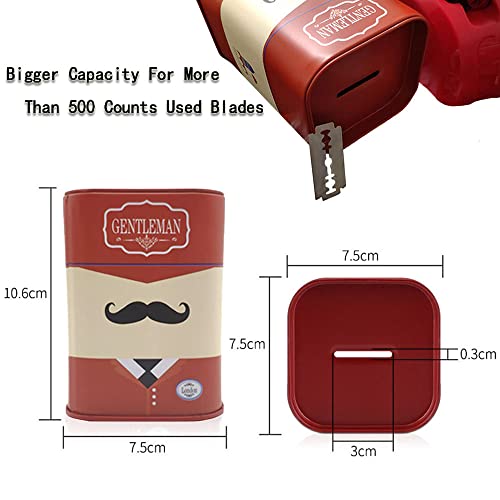 DHinkyoung sigurnosna kutija za odlaganje brijača, korištena dvostruka posuda za odlaganje britvica, odvojiva banka žileta u Džentlmenskom stilu sa uzorkom crvene brade za Salon i brijačnicu