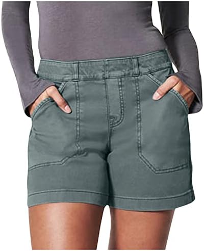 Zlovhe kratke hlače za žene, ženski meki potez Twill kratki bočni džepovi mekani osjećaj bez dugmeta i bez patentnih patentnih pahulja
