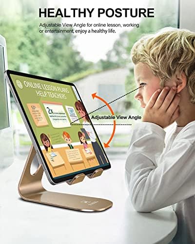 Doboli tablet stalak za tablet za stol podesivi držač tableta kompozitan kompatibilan sa iPad Galaxy Tab IPhone Kingle Gold