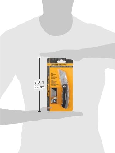 Olympia Alati 6pack sklopivi Pomoćni nož rezač kutija za brzu izmjenu sa 5kom oštrice 90-982, Crna