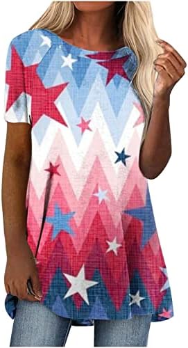 Kratki rukav pamučni brod vrat američka zastava zvijezda grafička bluza za djevojke za djevojke Ljetna pad bluza 1U 1U