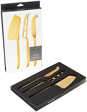 Viski zlatni noževi od sira, set od 3 noževa od sira, nehrđajući čelik sa zlatnim finišom, alati od sira, zlato, set od 3
