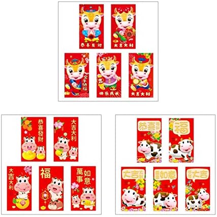 Yf trgovina 5 / 6kom 2021 OX Lucky kineske crvene koverte sretni džepovi crveni paket za poklon kutiju za proljetni rođendan za kinesku Novu godinu