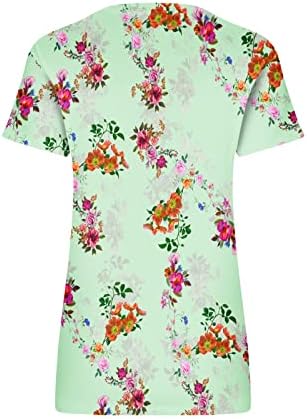 Majica kratkih rukava za žene Ljeto cvjetni tiskani vrhovi V-izrez Casual majica Labavi fit bluza