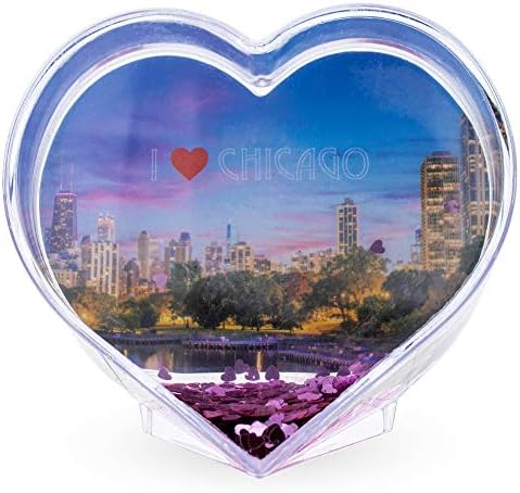 Chicago Heart Shaped Clear Acrylic Plastic Water Globe Frame Za Slike