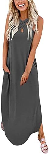 SGASY ženske ljetne lobanje Print Maxi haljina Halloween gotic rukav Self Tie okrugli vrat Tank haljine Plus veličina