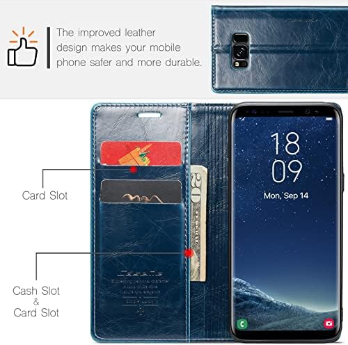 Xyx torbica za novčanik za Samsung Galaxy S8 SM-G950, Crazy Horse Texture Retro PU kožna Navlaka za novčanik sa slotovima za kartice sa magnetnim postoljem, plava