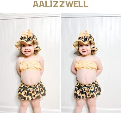 Aalizzwell Baby Girl 2-komadni bikini kupaći kostimi sa šeširom
