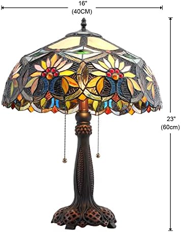GINSENGLUX stolna lampa u stilu Tiffany 2-lagana 23 visoka Vintage Rustikalna velika Tiffany lampa