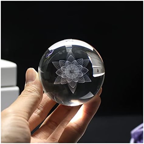 Crystal 3D rezbaring cvijeće kuglice za ornament ornament liječenje Meditacija Fengshui Global Home Decor dodaci Pokloni Kristal Prirodna energija Egzorcisa zli duhovi za crtanje novca (boja: samo lopta, si