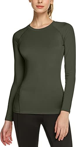 TSLA 1 ili 3 pakovanje Ženska košulja za sportsku kompresiju, hladno suho fit dugih rukava s dugim rukavima,