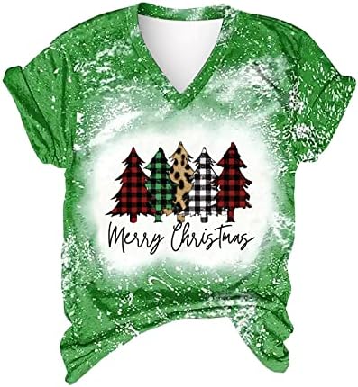 Izbijeljene košulje za žene Božićna stabla Ties Tiks Thirts Funny Xmas Graphic Ispiši kratke